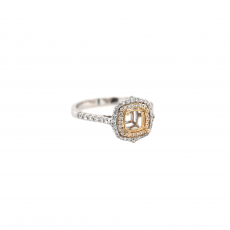 Square Cushion 5mm Ring Semi Mount in 14K Dual Tone (White/Yellow) Gold With Diamond Accents (RG0637)