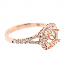 Square Cushion 5mm Ring Semi Mount in 14K Rose Gold With White Diamonds (RG1794)