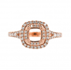 Square Cushion 5mm Ring Semi Mount in 14K Rose Gold With White Diamonds (RG1794)