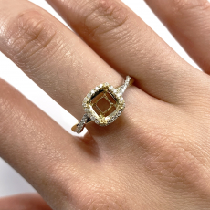 Square Cushion 6.5mm Ring Semi Mount in 14K Dual Tone (Yellow/White) Gold with Accent Diamonds (RG1796)
