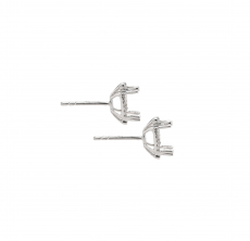 Square Cushion 7mm Earring Semi Mount in 14K White Gold with Accent Diamonds (ER0784)
