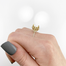 Square Cushion 8mm Ring Semi Mount in 14K Yellow Gold with White Diamonds