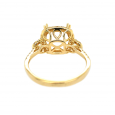 Square Cushion 8mm Ring Semi Mount in 14K Yellow Gold with White Diamonds