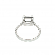 Square Shape 6mm Ring Semi Mount in 14K White Gold with White Diamonds (RG1032)