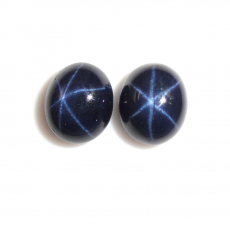 Star Blue Sapphire Oval 12x10 Matching Pair Approximately 13 Carat