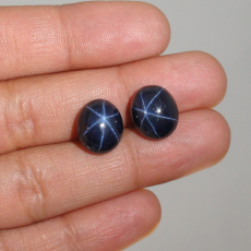 Star Blue Sapphire Oval 12x10 Matching Pair Approximately 13 Carat