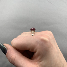 Star Ruby Cab Oval 3.63 Carat Ring with Accent Diamonds in 14K Rose Gold