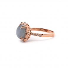 Star Sapphire Cab Oval 5.12 Carats Ring In 14K Rose Gold With Accented Diamonds
