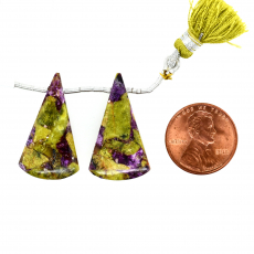 Stichtite Drops Conical Shape 28x16mm Drilled Beads Matching Pair