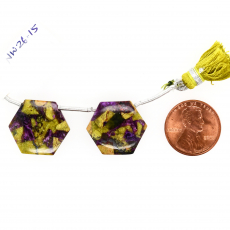 Stichtite Drops Hexagon Shape 18x18mm Drilled Beads Matching Pair