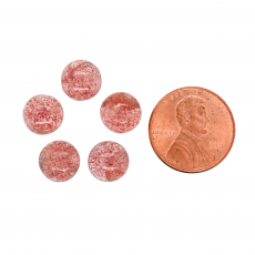 Strawberry Quartz Cabs Round 9mm #5 Pieces