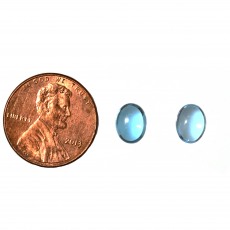 Swiss Blue Topaz Cab Oval 8x6mm Matching Pair Approximately 2.70 Carat