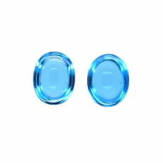 Swiss Blue Topaz Cabs Oval 10x8mm Matching Pair Approximately 7 Carat