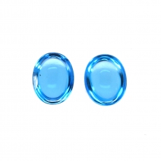 Swiss Blue Topaz Cabs Oval 9x7mm Matching Pair Approximately 4.6 Carat