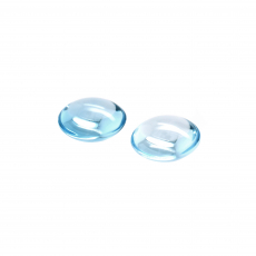 Swiss Blue Topaz Double Cab Round 10mm Matching Pair Approximately 9 Carat