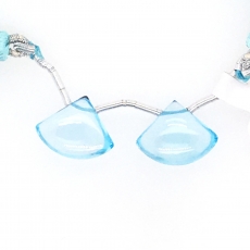 Swiss Blue Topaz Drops Fan Shape 15x13mm Drilled Beads Matching Pair