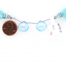 Swiss Blue Topaz Drops Heart Shape 13mm Drilled Beads Matching Pair