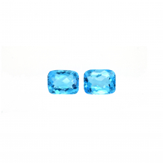 Swiss Blue Topaz Emerald Cushion 9X7mm Matching Pair 5 Carat