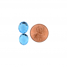 Swiss Blue Topaz Oval 12X10mm matching Pair Approximately 10.50 Carat
