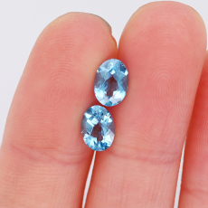 Swiss Blue Topaz Oval 7x5mm Matching Pair Approximately 1.80 Carat