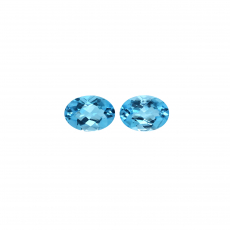 Swiss Blue Topaz Oval 7x5mm Matching Pair Approximately 1.80 Carat