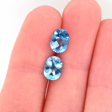 Swiss Blue Topaz Oval 8X6mm Matching Pair Approximately 2.50 Carat.