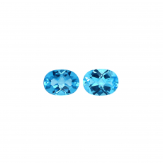 Swiss Blue Topaz Oval 8X6mm Matching Pair Approximately 2.50 Carat.