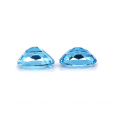 Swiss Blue Topaz Oval 9X7mm Matching Pair Approximately 4.21 Carat.