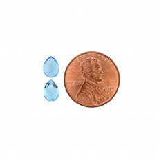 Swiss Blue Topaz Pear Shape 7X5mm Matching Pair Approximately 1.70 Carat
