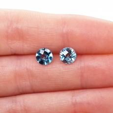Swiss Blue Topaz Round 6mm Matching Pair Approximately 1.65 Carat