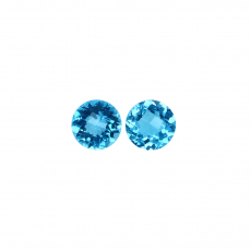 Swiss Blue Topaz Round 9mm Matching Pair Approximately 6.25 Carat.