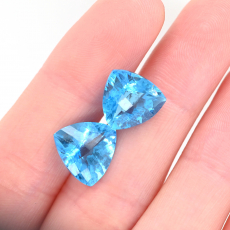 Swiss Blue Topaz Trillion Shape 11mm Matching Pear Approximately 10 Carat