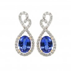 Tanzanite 3.90 Carat With Accented Diamond Drop Earring in 14K White Gold