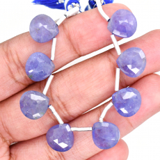 Tanzanite Drops Almond Shape 10x10mm Drilled Beads 8 Pieces Line