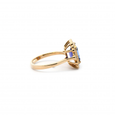 Tanzanite Emerald Cut 2.44 Carat Ring In 14K Yellow Gold With Accent Diamonds(RG0041)