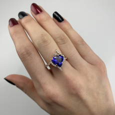 Tanzanite Heart Shape 3.77 Carat With Accent Diamonds Ring In 14k Rose Gold