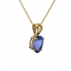 Tanzanite Oval 0.74 Carat  Pendant in 14K Yellow Gold (Chain Not Included )