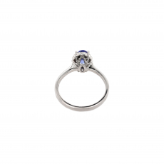 Tanzanite Oval 0.84 Carat Ring with Accent Diamonds in 14K White Gold