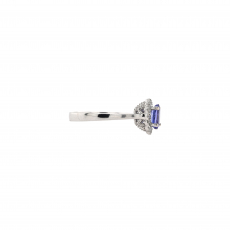 Tanzanite Oval 0.84 Carat Ring with Accent Diamonds in 14K White Gold