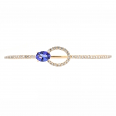 Tanzanite Oval 1.15 Carat Bracelet With Diamond Accent in 14K Yellow Gold