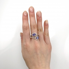 Tanzanite Oval 1.54 Carat Ring With Diamond Accent in 14K Dual Tone (Rose/White) Gold