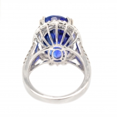 Tanzanite Oval 15.79 Carat Ring With Diamond Accent in 14K White Gold