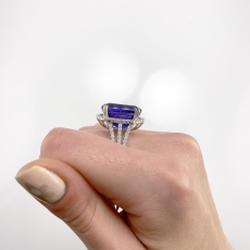 Tanzanite Oval 15.79 Carat Ring With Diamond Accent in 14K White Gold