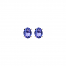 Tanzanite Oval 1.69 Carat Stud Earrings in 14K White Gold