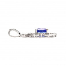 Tanzanite Oval 2.03 Carat Pendant With Diamond Accent in 14K White Gold ( Chain Not Included )