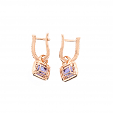 Tanzanite Oval 2.97 Carat With Diamond Accent Earrings in 14K Rose Gold