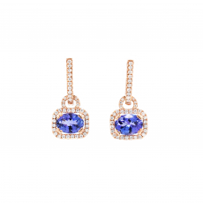 Tanzanite Oval 2.97 Carat With Diamond Accent Earrings in 14K Rose Gold