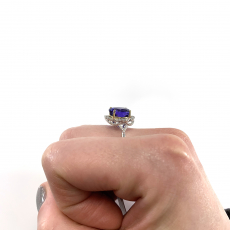 Tanzanite Oval 3.43 Carat Ring with Accent Diamonds in 14K Dual Tone (White/Yellow) Gold
