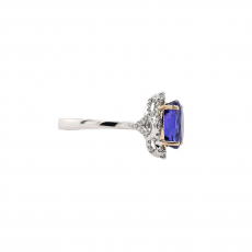 Tanzanite Oval 3.43 Carat Ring with Accent Diamonds in 14K Dual Tone (White/Yellow) Gold