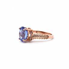 Tanzanite Oval 3.75 Carat Ring In14K Rose Gold With Accented Diamonds(RG4169)